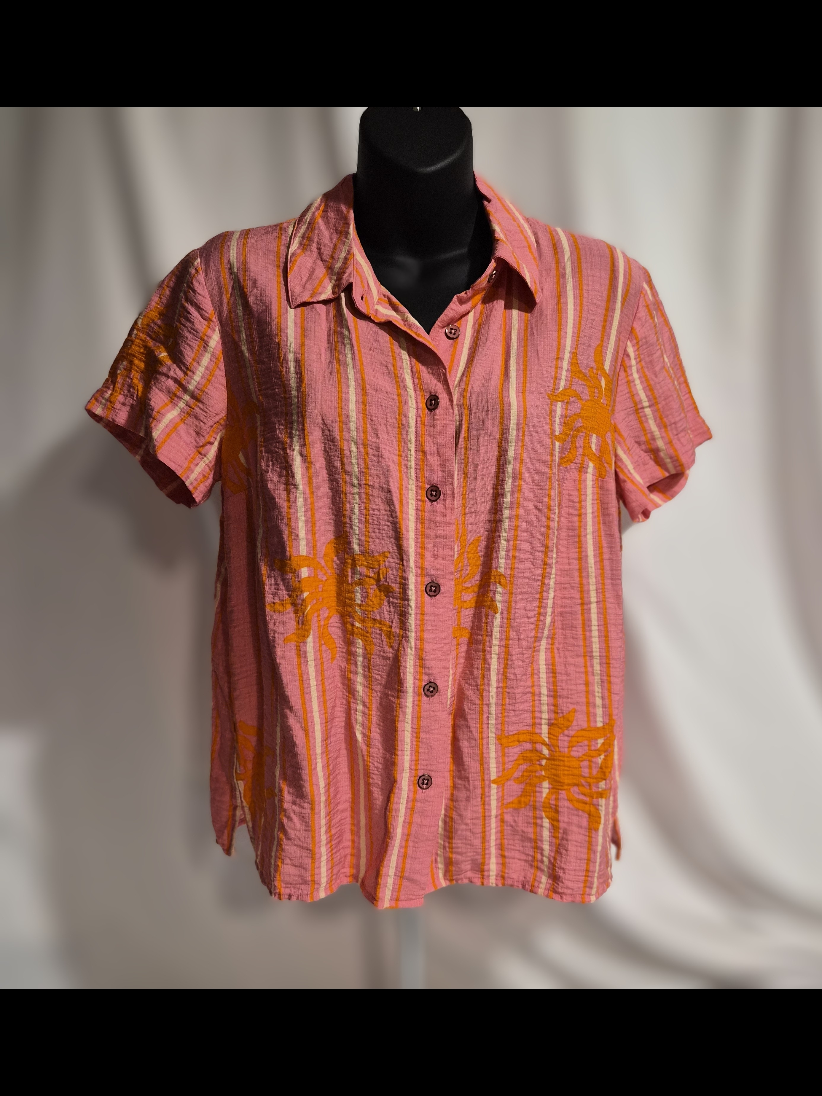 Cabi "Sunbelt" Short Sleeve Button-Down Shirt Size Small